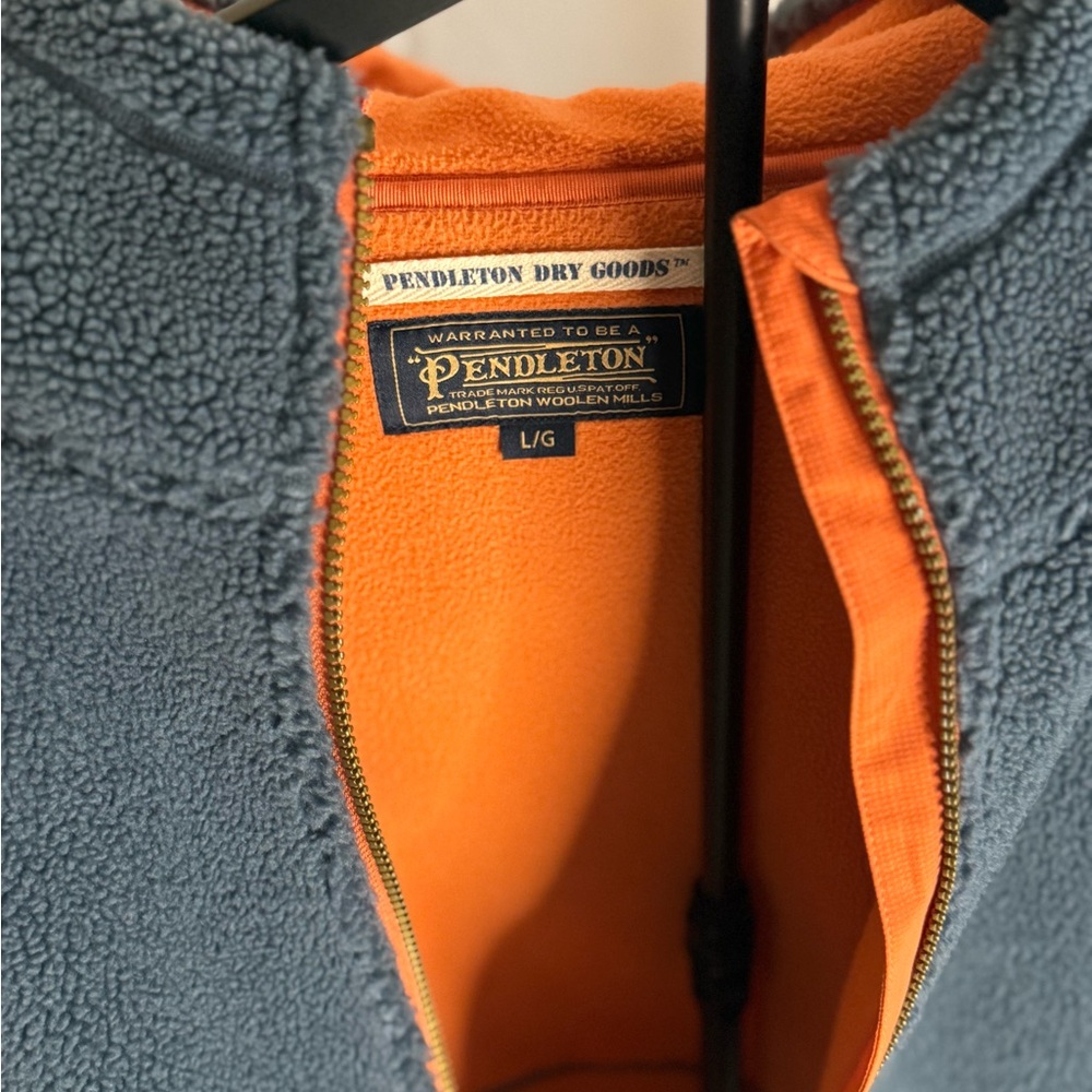 Pendleton Cozy Blue Teddy Jacket With Bright Oran… - image 4